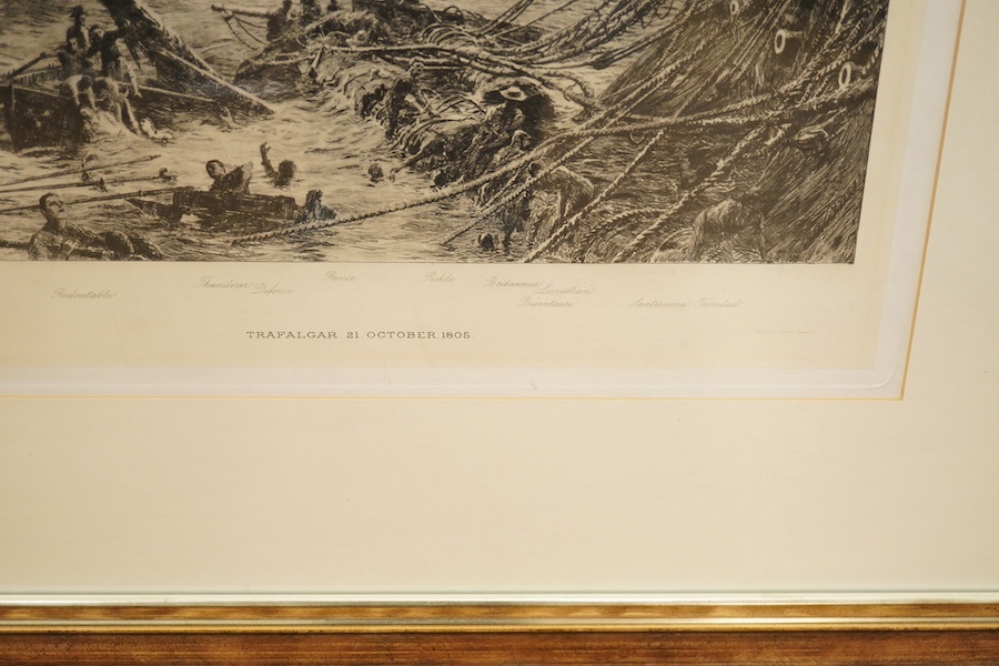 After William Lionel Wyllie (1851-1931), etching, ‘Battle of Trafalgar’, unsigned, 48 x 78cm, published by the Art Union 1905. Condition - fair